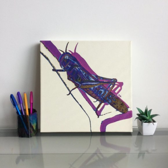 Locust - Original Wall Art print on 12 x 12 canvas - Picture 1 of 6